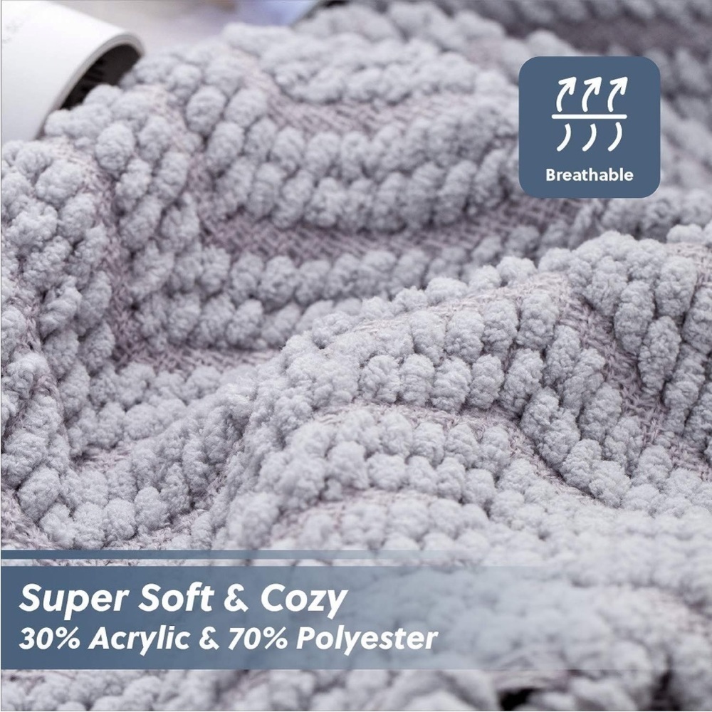 West Elm Light Grey Tassel Chevron Luxury Soft Cozy Blanket for Bedroom/Dorm - Picture 4 of 16